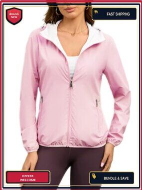 Reversible Rain Jacket Lightweight Waterproof Windbreaker Outdoor Active
